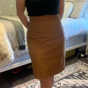 Vintage Brown Suede Leather High Waisted Pencil Skirt